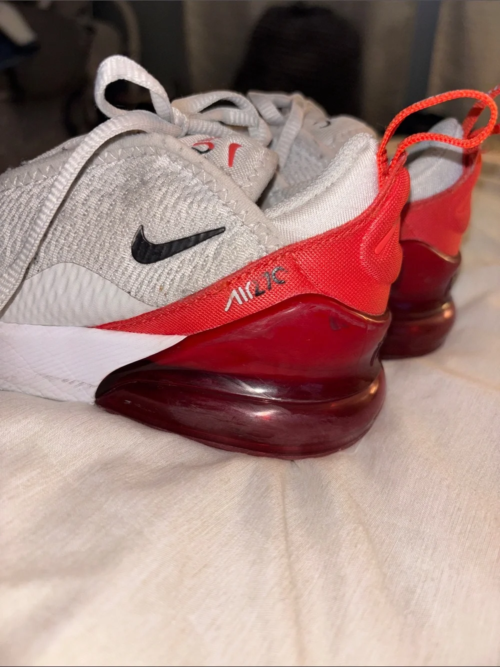 Nike Kids Light Gray and Red Sneakers